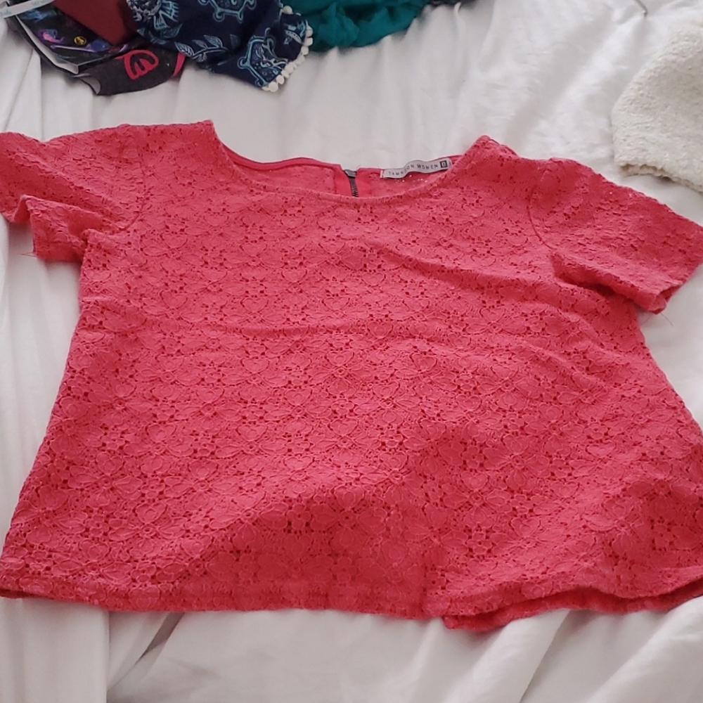 Tamnoon Women pink mesh like shirt